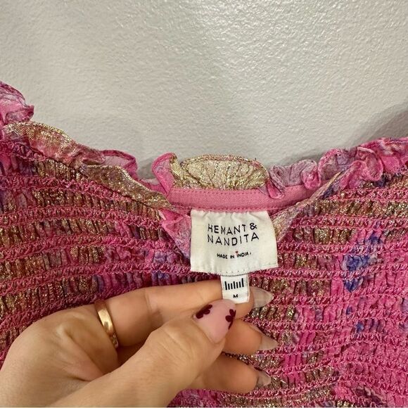 Hemant & Nandita Amal Smocked Midi Dress - Picture 6 of 8